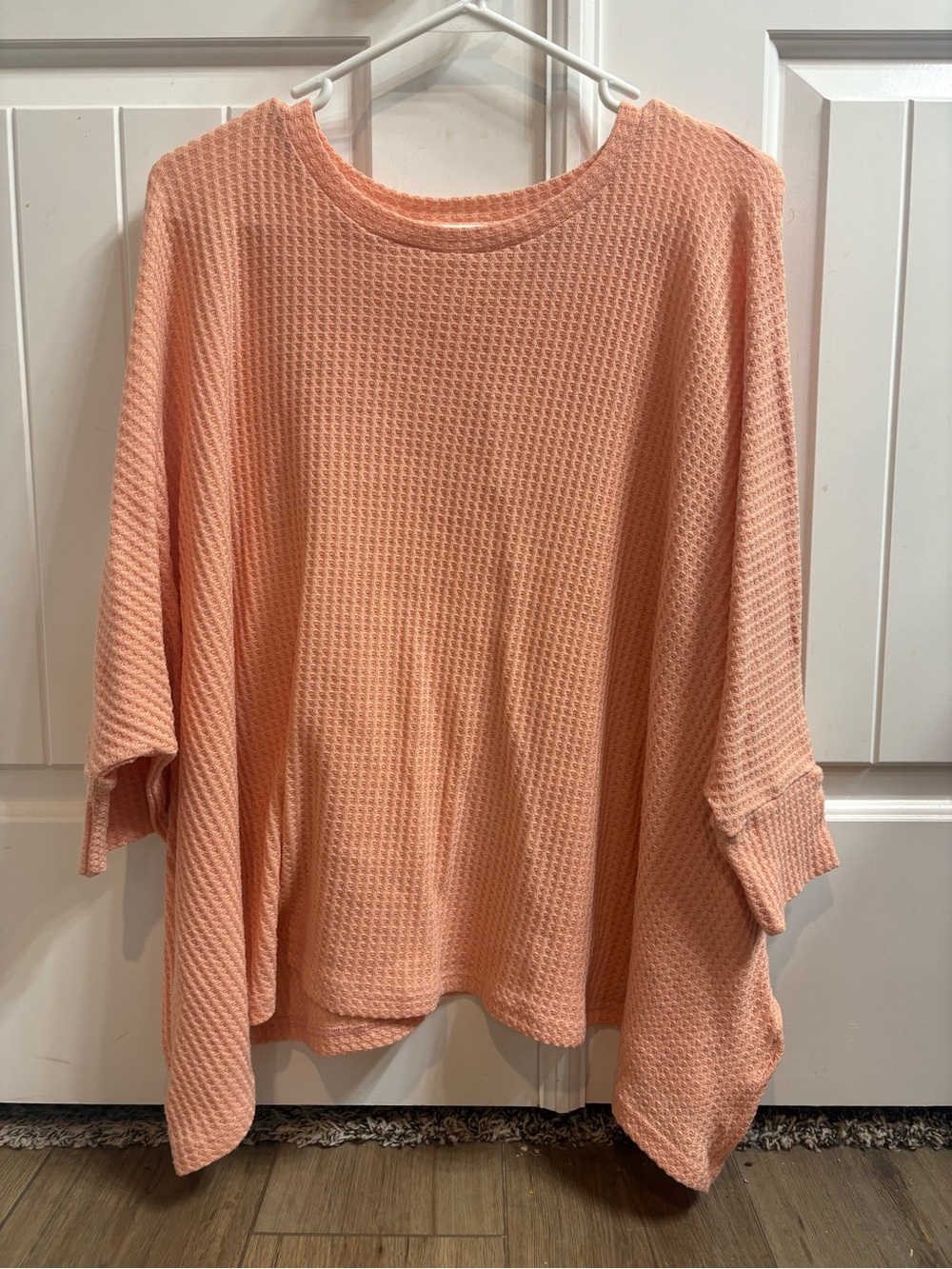 LA MIEL Peach Waffle-Knit Scoop Neck Sweater